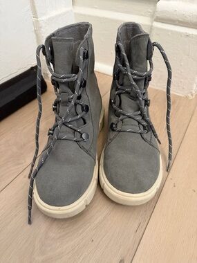 Sorel Gray Fleece-Lined Slip-On Boot